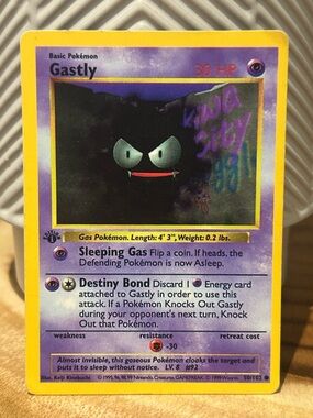 Pokemon Gastly, Vintage Card, 1999, 96, 98, Collectible, Fan Favorite